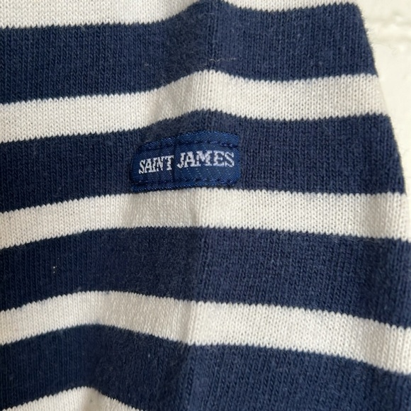 Saint James  Navy and White Stripe Long Sleeve Top-Size US 34 - Picture 5 of 7